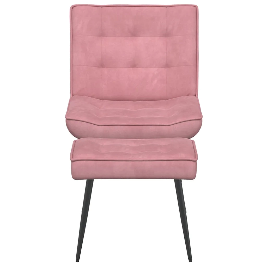 Divano Sedia-Poltrona Relax con Poggiapiedi Rosa in Velluto 648749