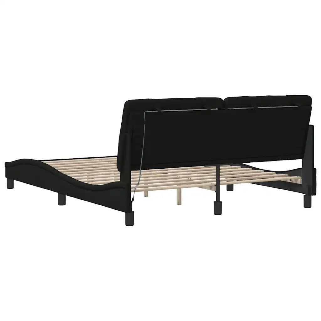 Giroletto con LED senza Materasso Nero 160x200 cm in Tessuto 3310680