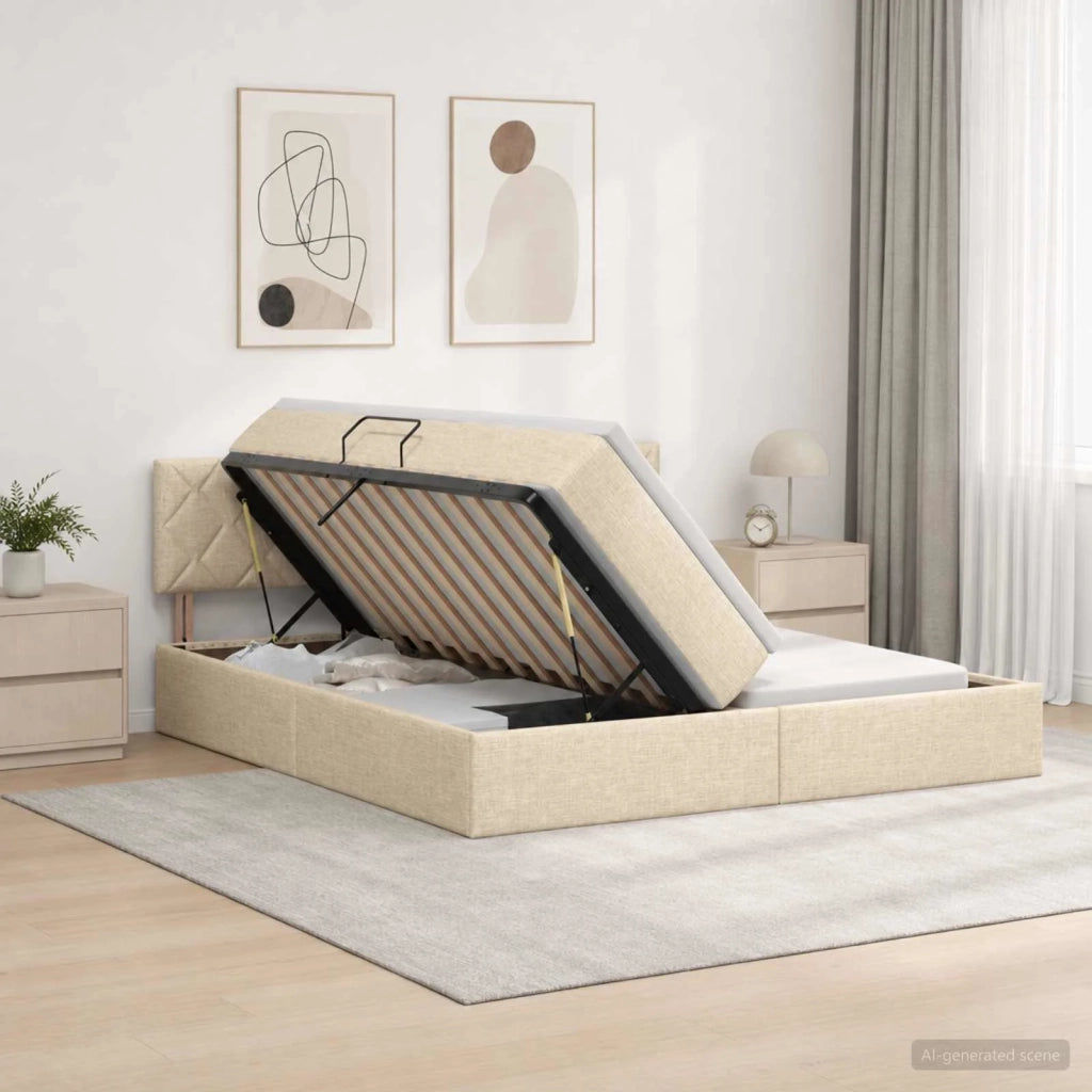 Letto con contenitore LED e materasso Crema 180 x 200 cm 3459364