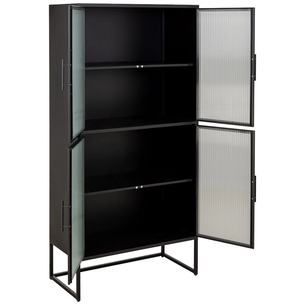Vetrina in metallo nero con 4 ante cm 80x38,5x161h