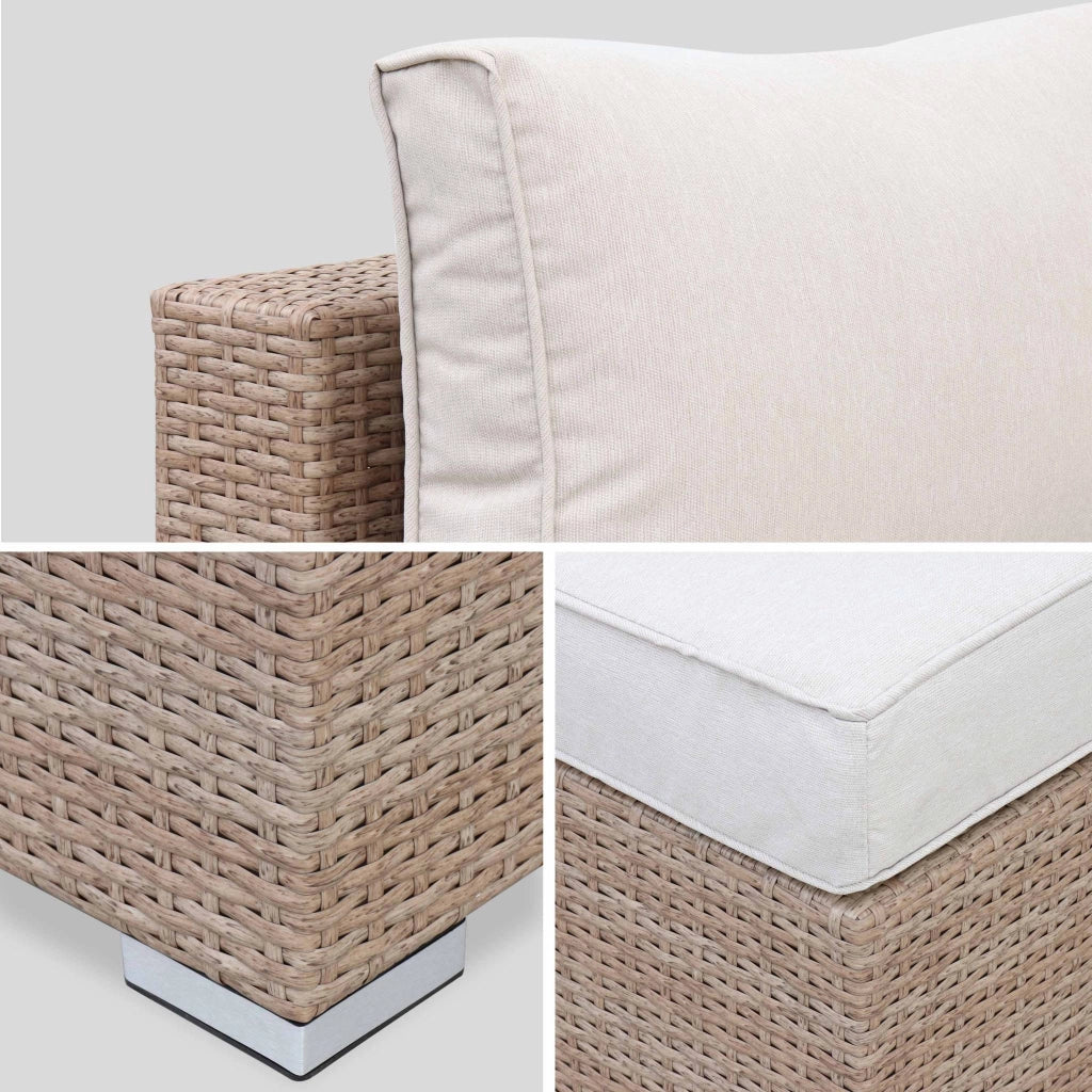 Salotto da giardino in resina intrecciata, 5 posti, beige