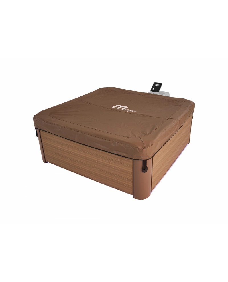 Minipiscina idromassaggio rigida da esterno, 6 sedute 160x160cm wi-fi smart Mspa Oslo teak Amber