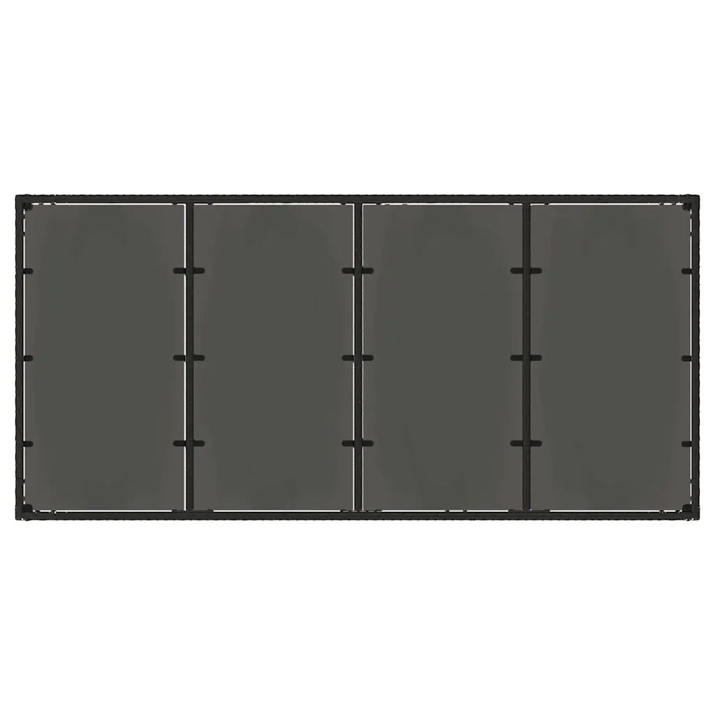 Tavolo da Giardino Piano in Vetro Nero 190x90x75 cm Polyrattan
