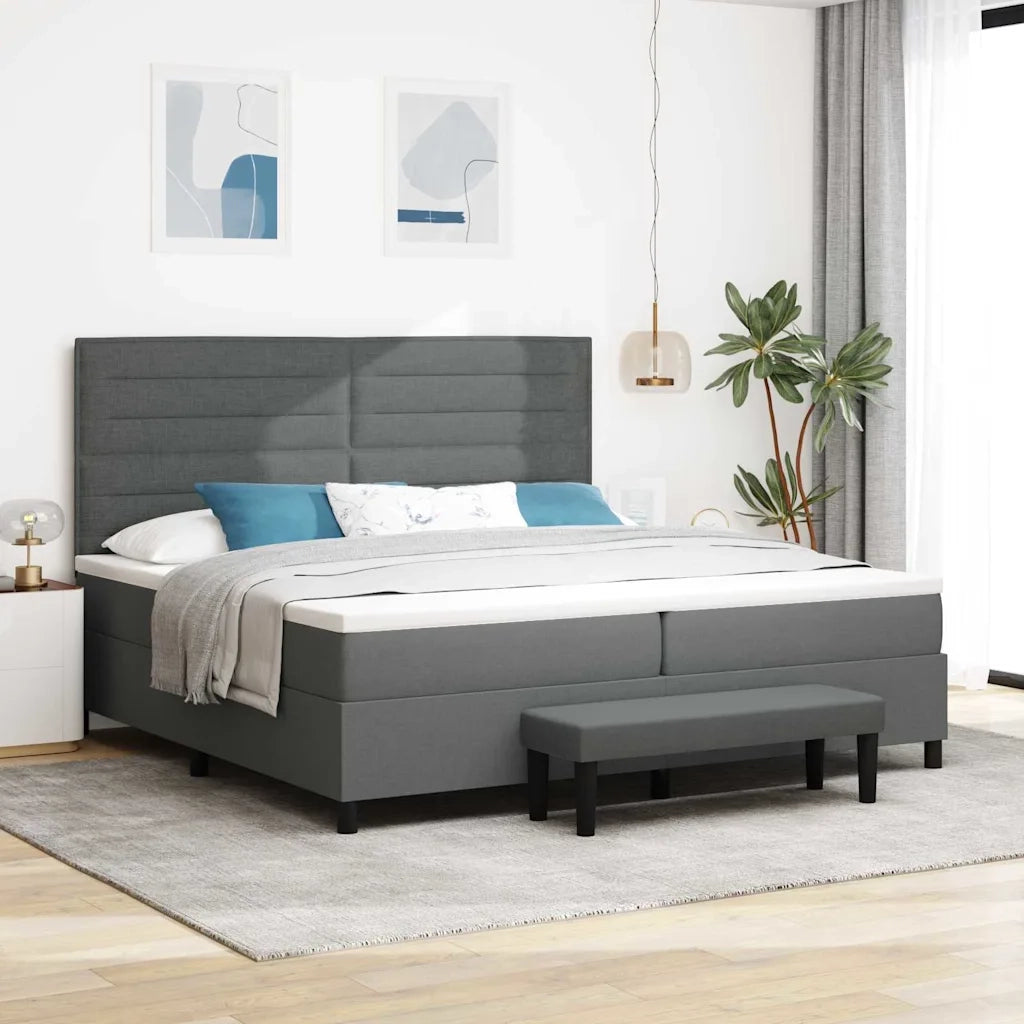 Letto a molle con materasso Grigio scuro 200 x 200 cm Tessuto 3344017