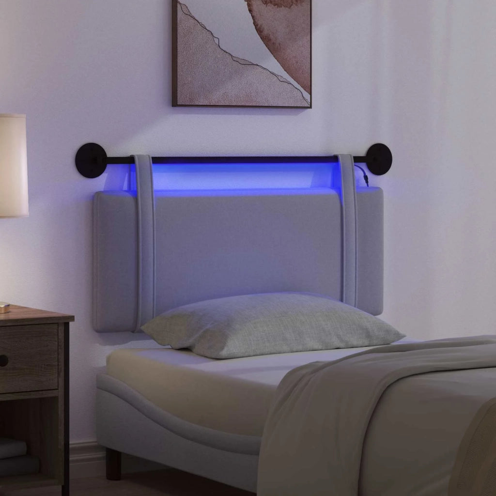 Testiera sospesa Con luce LED Grigio Chiaro Tessuto 3423877