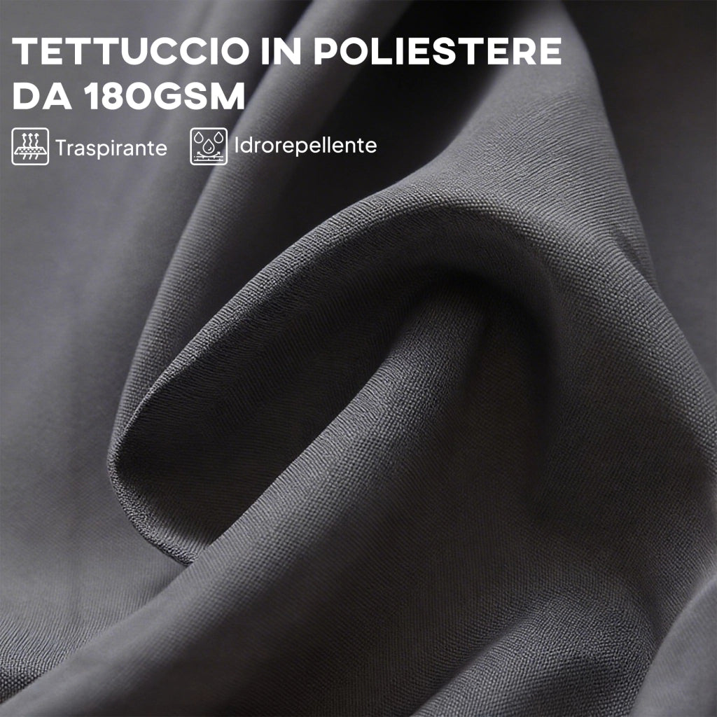 Ombrellone Doppio a 12 Stecche 455x265x238 cm con Base a Croce e Manovella in Acciaio e Poliestere Grigio