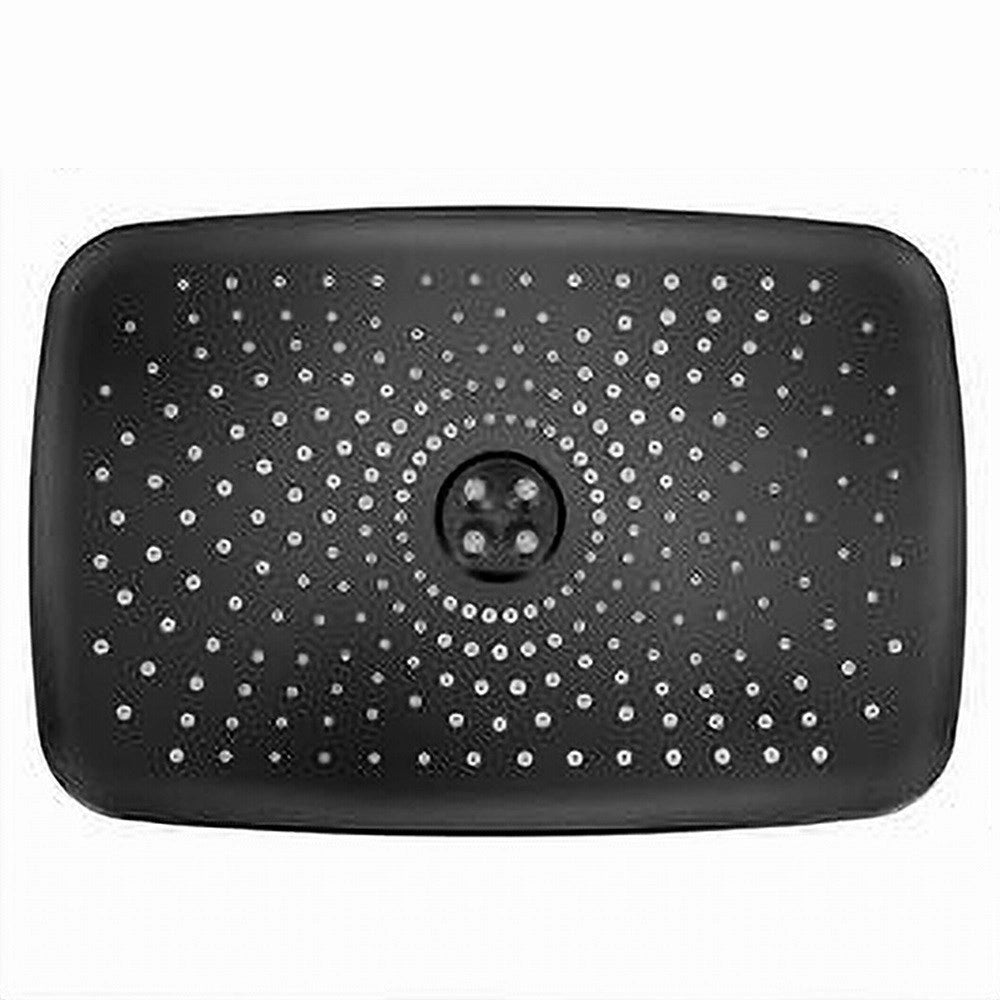 Trade Shop - Soffione Doccia Rettangolare Ugelli Fori Bagno Miscelatore Nero 28.5x19 Cm 87127 -