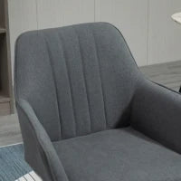 Set di 2 Sedie da Pranzo con Rivestimento in Lino Traspirante, Sedia Ergonomica da Cucina con Braccioli dello Schienale e Gambe in Metallo, Lino, 59.5 x 56.5 x 81cm, Grigio Scuro