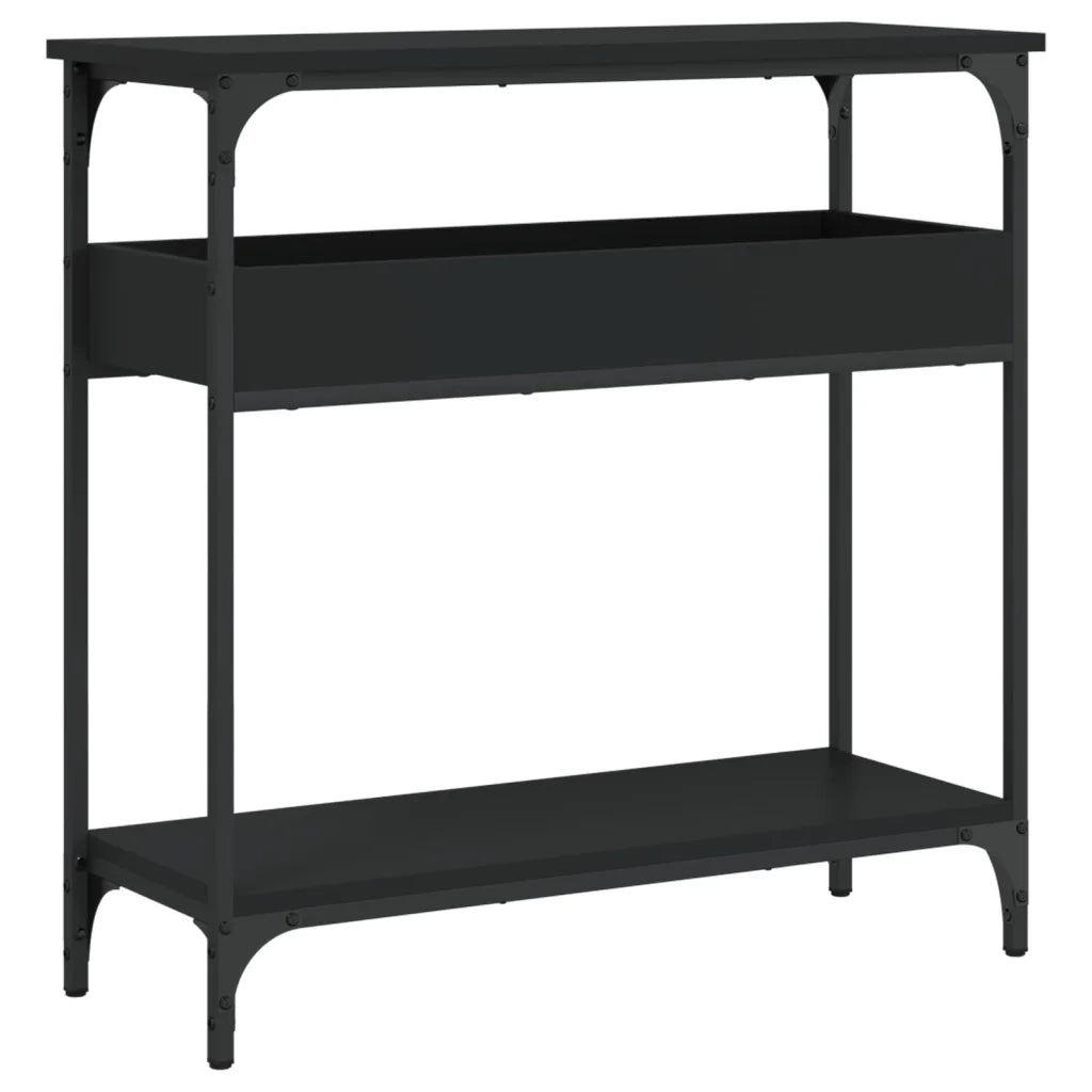 Tavolo Consolle con Ripiano Nero 75x29x75cm Legno Multistrato 837712