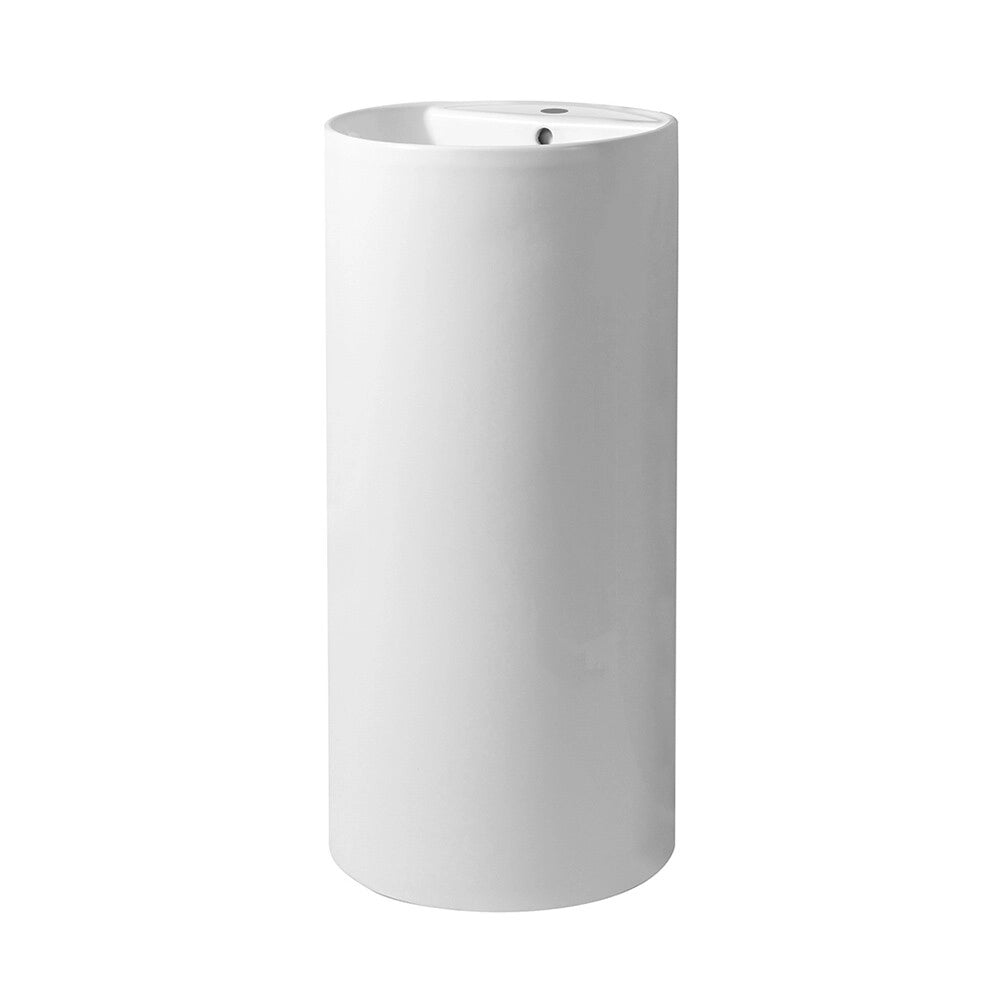Lavabo freestanding tondo 41x85 cm in ceramica bianco lucido Giove