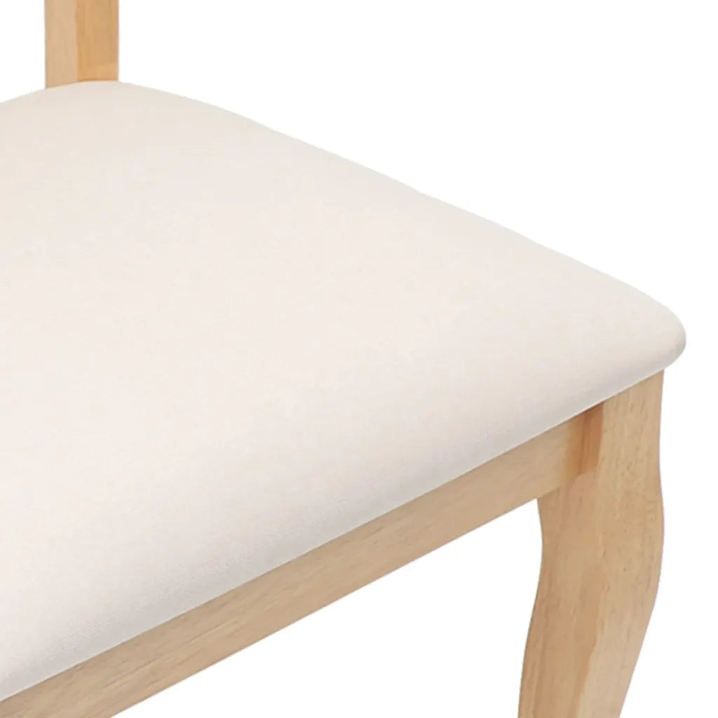 Sedie da Pranzo con Cuscini 2 pz Naturale Legno Massello Hevea