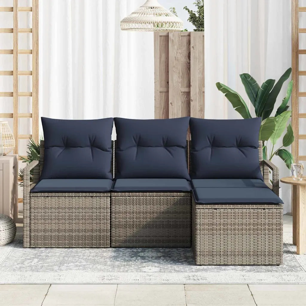 Set di divani 4 pcs Grigio polyrattan