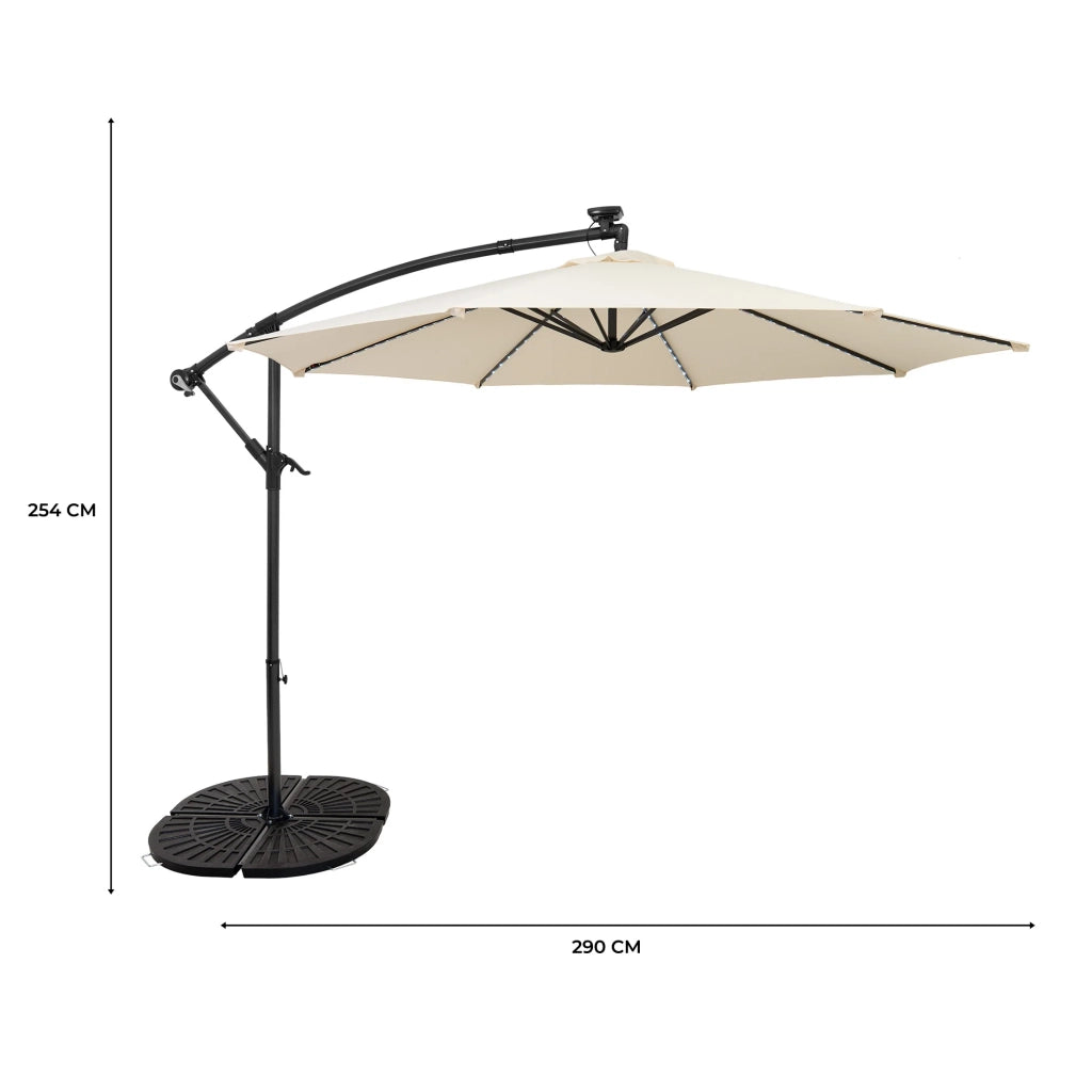 Ombrellone LED Decentrato 3m Cream Banana con Base 4 Pesi 56kg