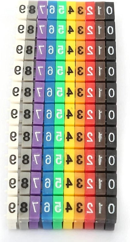 Etichetta di Identificazione per Cavi Elettrici con Codice di Tracciamento, 100 pezzi, colore brillante, per cavi elettrici 6Mm², 4 quadrati (KCM-4MM)