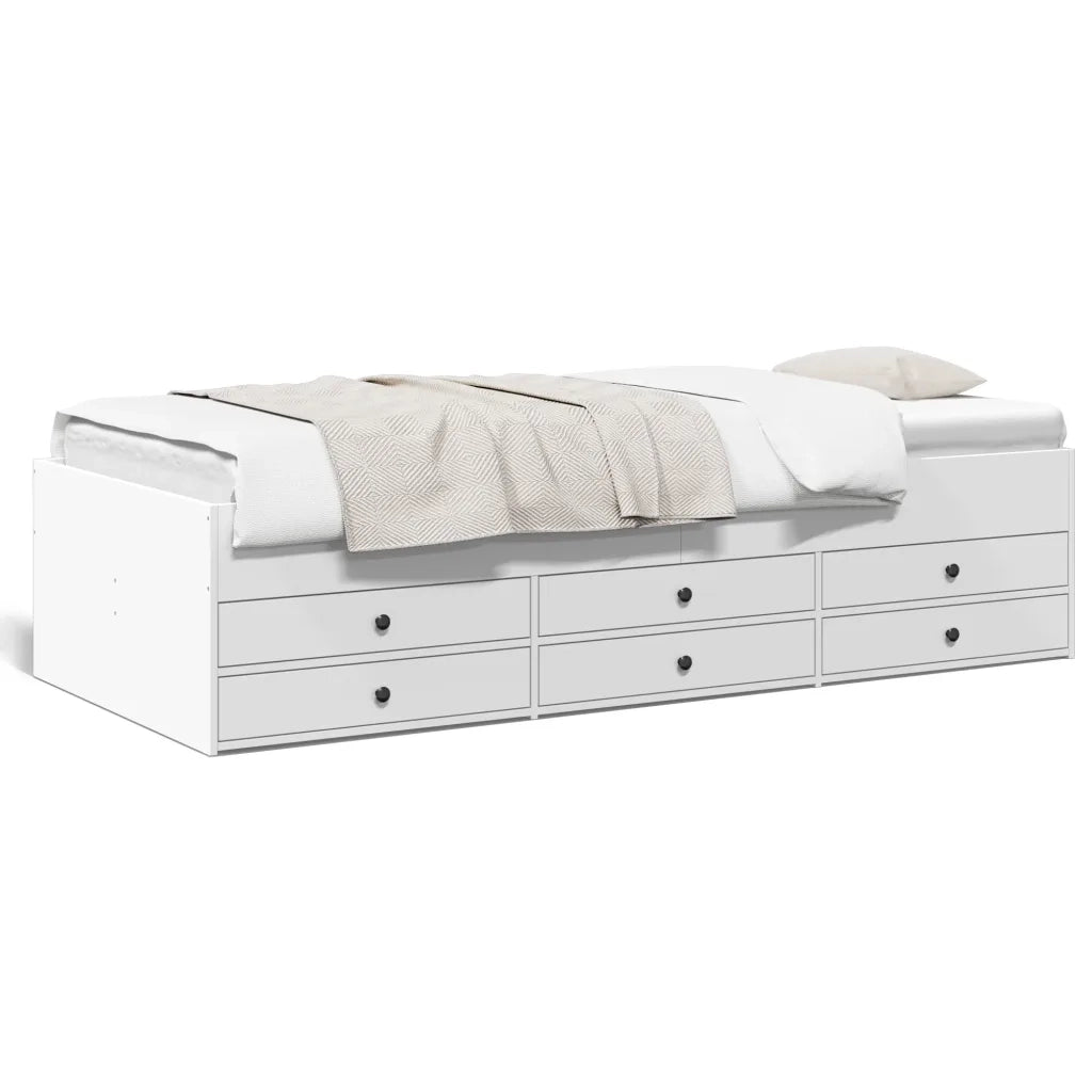 Divano Letto con Cassetti senza Materasso Bianco 90x190 cm 3280881