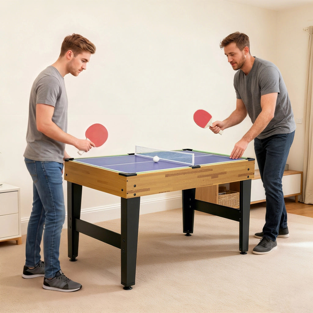 Tavolo da Gioco 13 in 1 con Calciobalilla, Ping Pong, Air Hockey, Biliardo, Scacchi e Altri, Noce