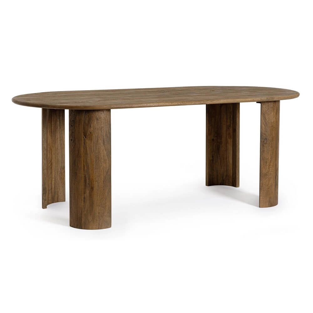 Tavolo da pranzo ovale in legno di mango naturale 210x100 - BRANCH