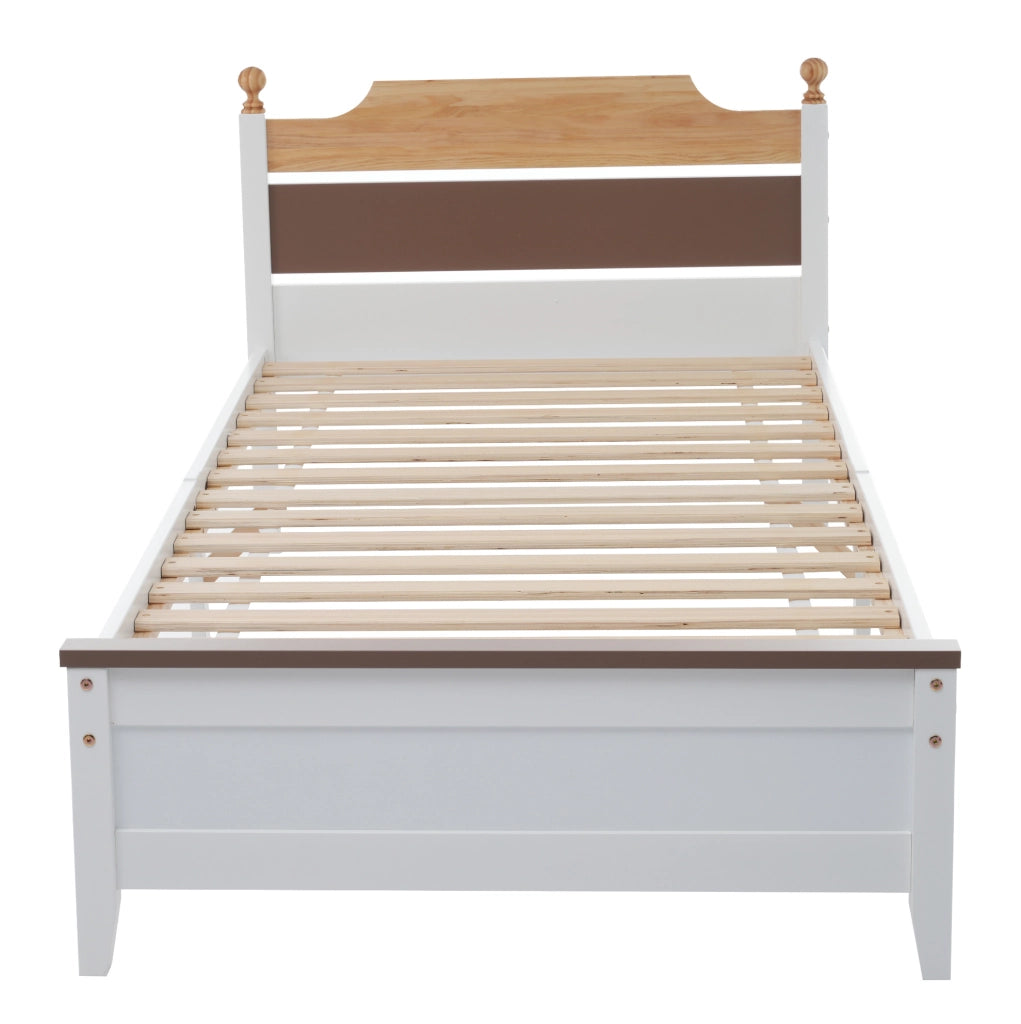 Letto singolo bianco 90x200 cm in pino e MDF con 15 doghe