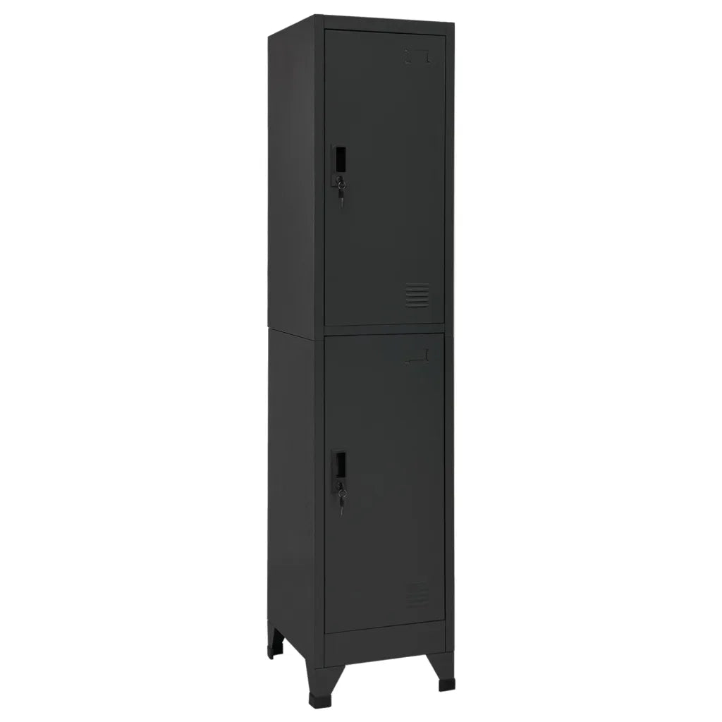 Armadietto moderno con scomparti adatto per scuola o ufficio 38 x 45 x 180 cm acciaio antracite 02_0046995