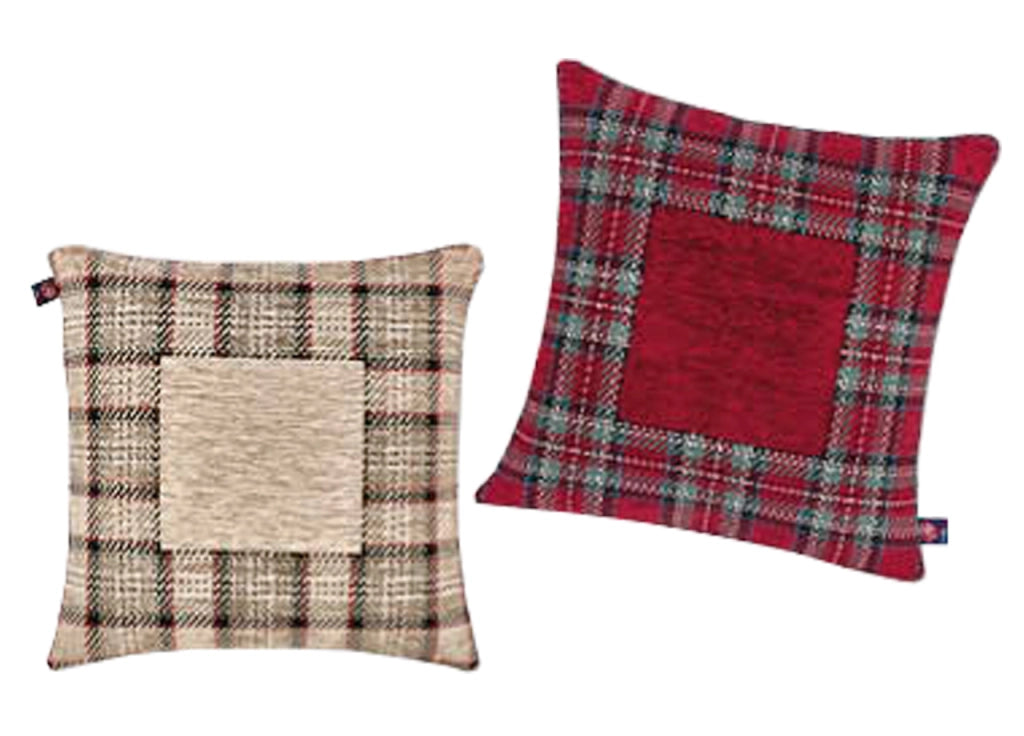 Federa Cuscino Arredo Casa Fodera Tessuto Cinigliato Scozzese Tartan - 40x40 - Tortora