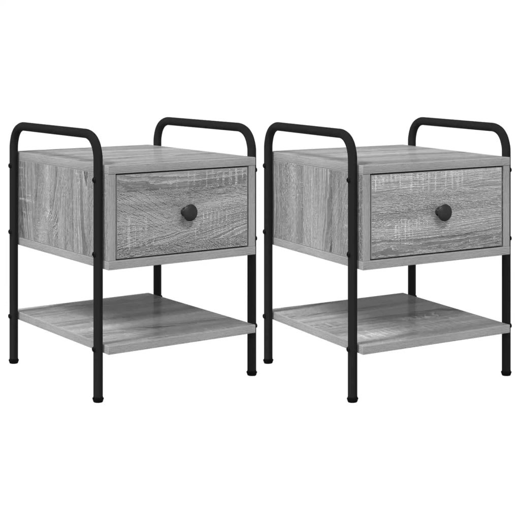 Armadio da Notte 2 pz Sonoma grigio 35 x 36,5 x 47 cm 8007666