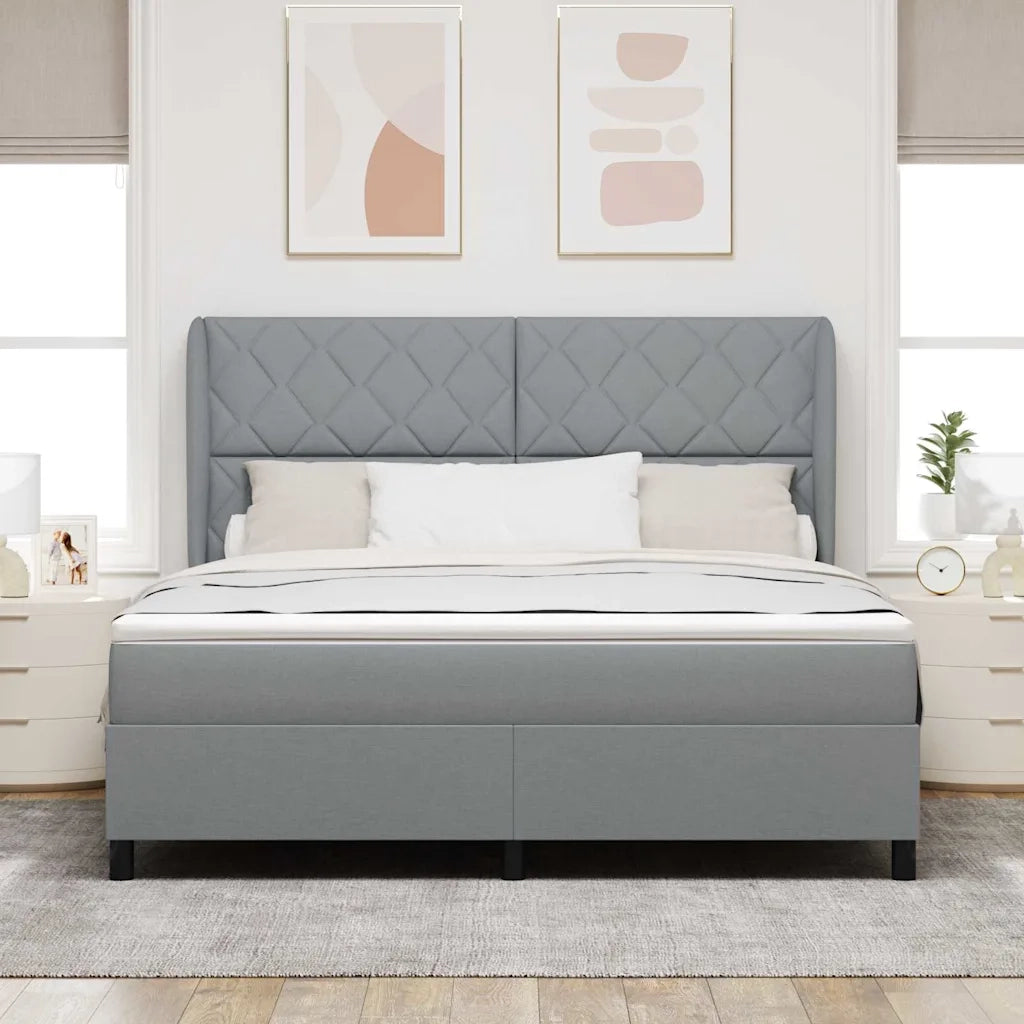 Letto a molle con testiera Grigio chiaro 180 x 200 cm Tessuto 3340641