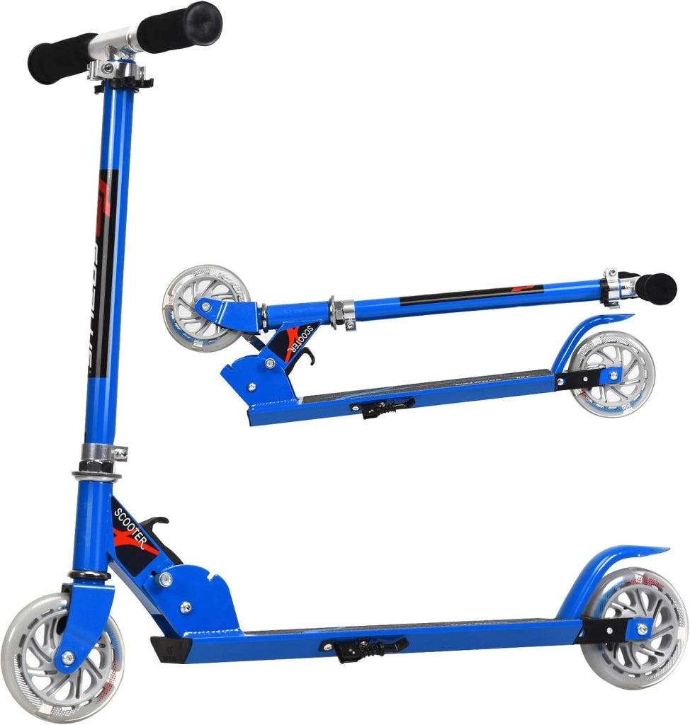 Monopattino Bambini con 2 Ruote LED, Monopattino Bambina Pieghevole in Alluminio con Altezza Regolabile, Crico Massimo di 70 kg, Scooter Portatile per Bambini da 4 Anni+