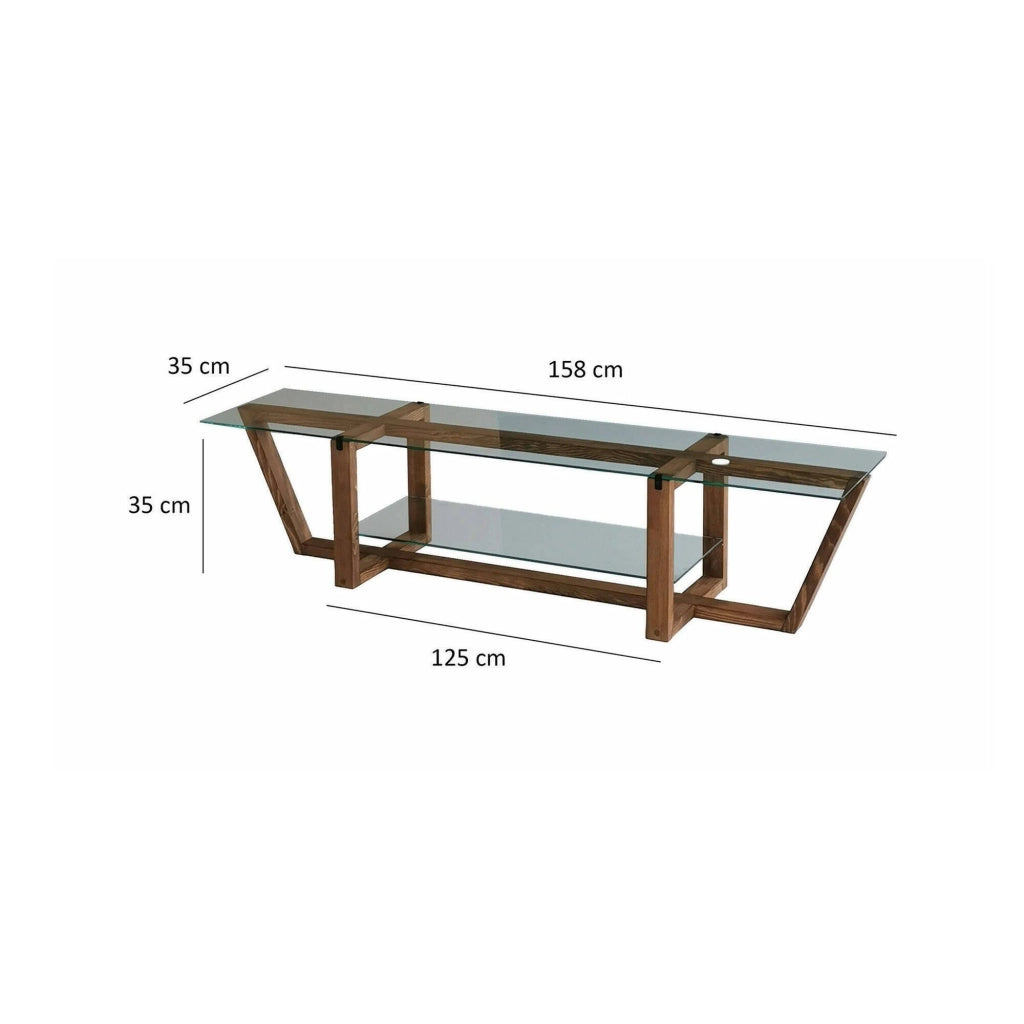 Mobile porta TV Arienzo, Credenza da soggiorno, Armadio basso per TV, Base parete attrezzata, 158x35h35 cm, Noce