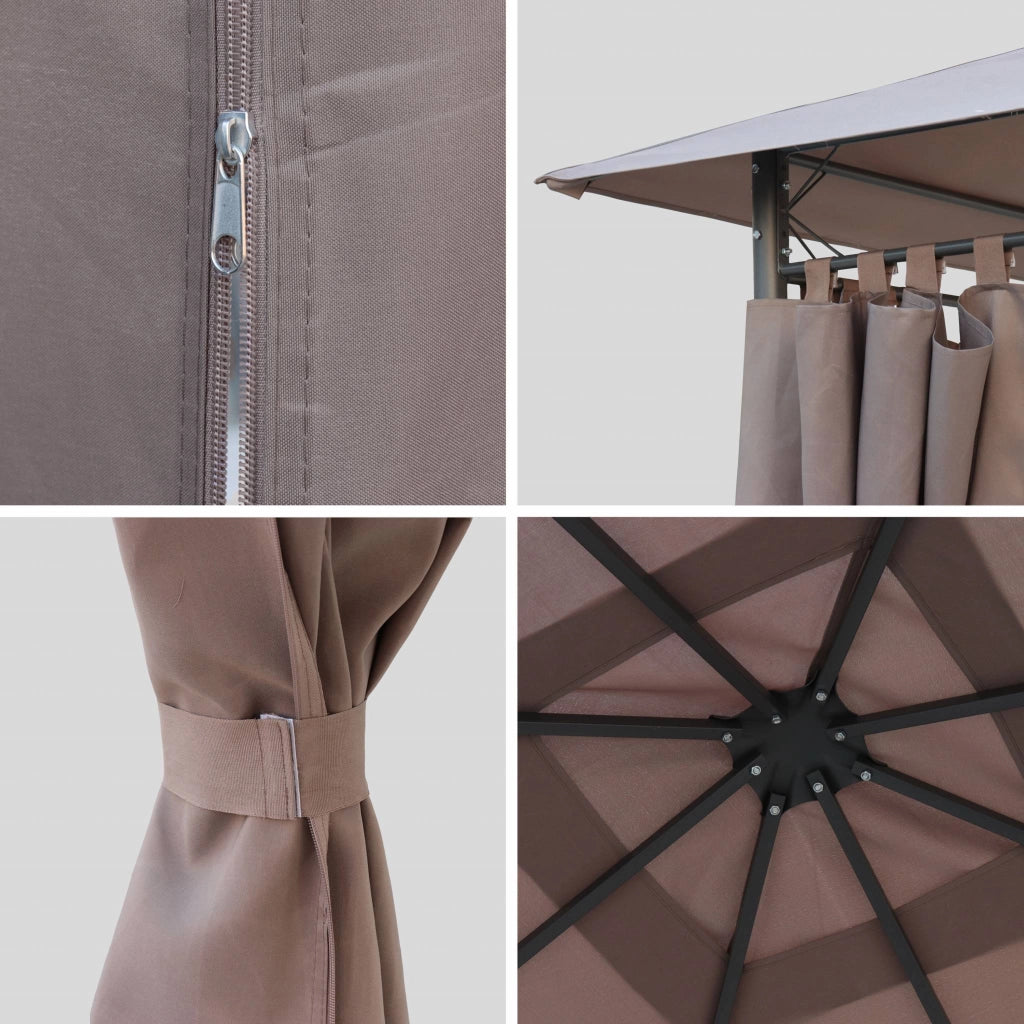 Gazebo da giardino 3x3m struttura in alluminio con tende scorrevoli,