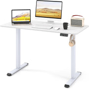 Scrivania Elettrica Regolabile in Altezza 120 x 60 x 73-118 cm, con Funzioni di Memoria e Anti-Collisione, Gancio Laterale e Foro per Cavi, Scrivania in Piedi/Seduti per Ufficio e Casa