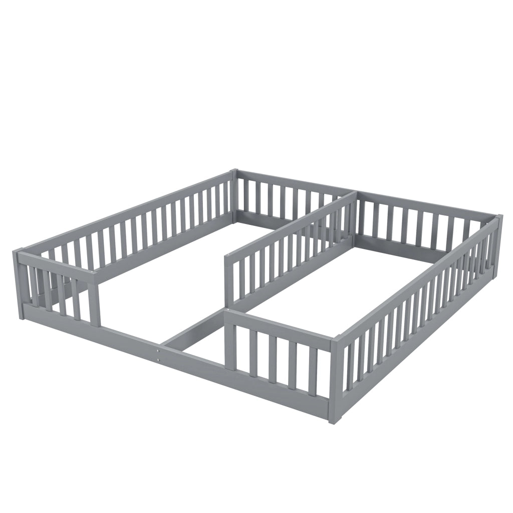 Letto per bambini 90×200 cm con sponde di sicurezza; senza materasso; in pino e MDF; grigio