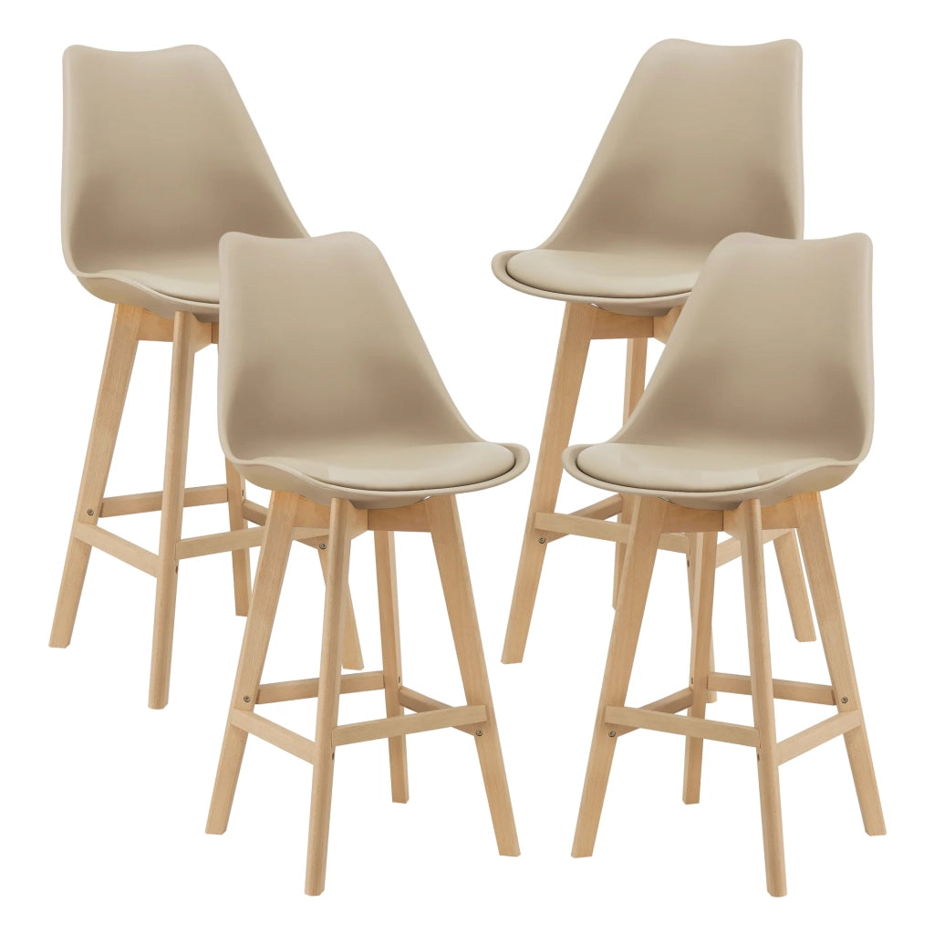 Set di 4 sgabelli da bar in plastica sintetica finitura faggio 105 x 48 x 58 cm beige 03_0008715
