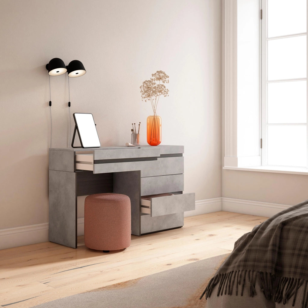 Tavolo da toeletta, 127x35x75cm, Con cassetto, Cassettiera, grigio cemento RF3461