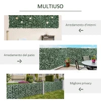 Edere Finte, Siepe Artificiale 150x300 cm in PE Anti-UV, Siepe Finta per Recinzioni con Foglie, Verde Scuro