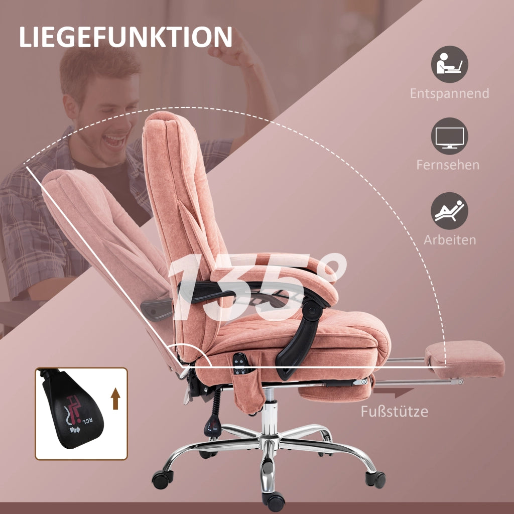 Sedia da ufficio ergonomica ¨C zephmum ¨C rosa con schienale regolabile e poggiapiedi