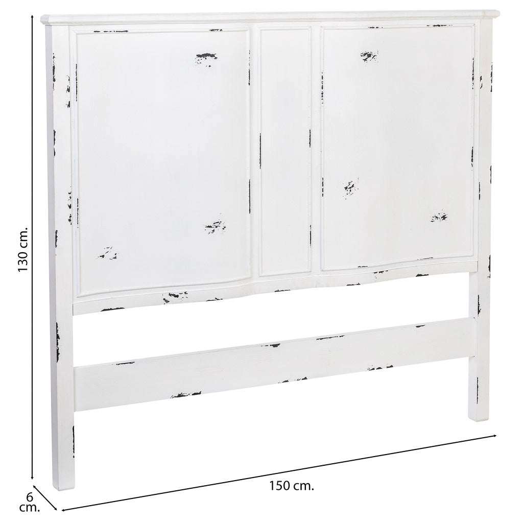 Testiera in legno bianco, 150x6x130h cm