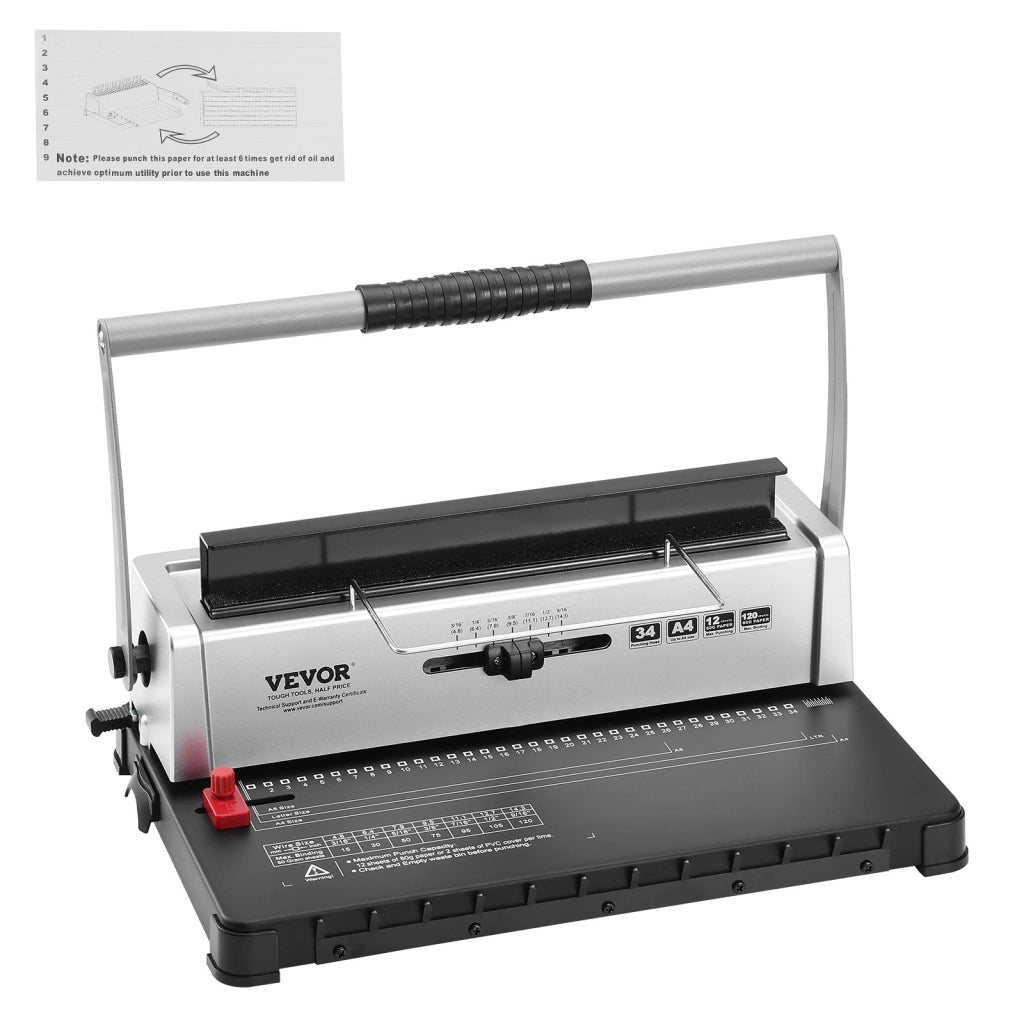 Rilegatrice a Spirale Manuale STD12B a 34 Fori per Fogli A4 A5 Lettera, Perforatrice Robusta e Pratica per Ufficio e Casa