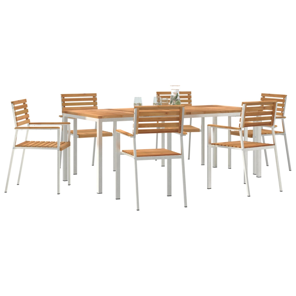 Set da Pranzo da Giardino  a 7 Pezzi in Legno Massello Teak