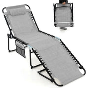 Chaise longue pieghevole 189 x 59 x 40 cm schienale regolabile in 4 posizioni design leggero e portatile in tessuto grigio 20_0011253
