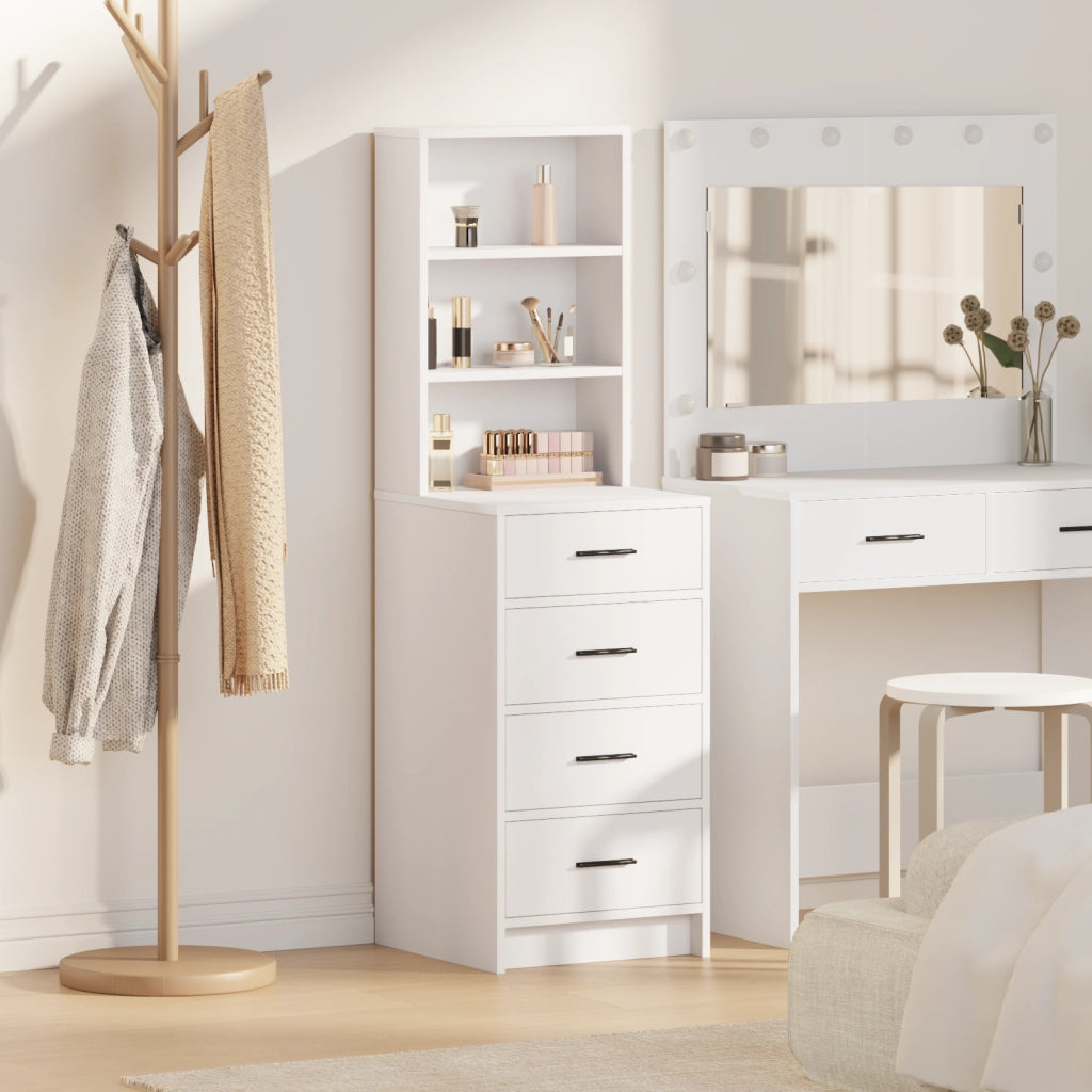 Highboard Bianco 40x41x135 cm in Legno Ingegnerizzato