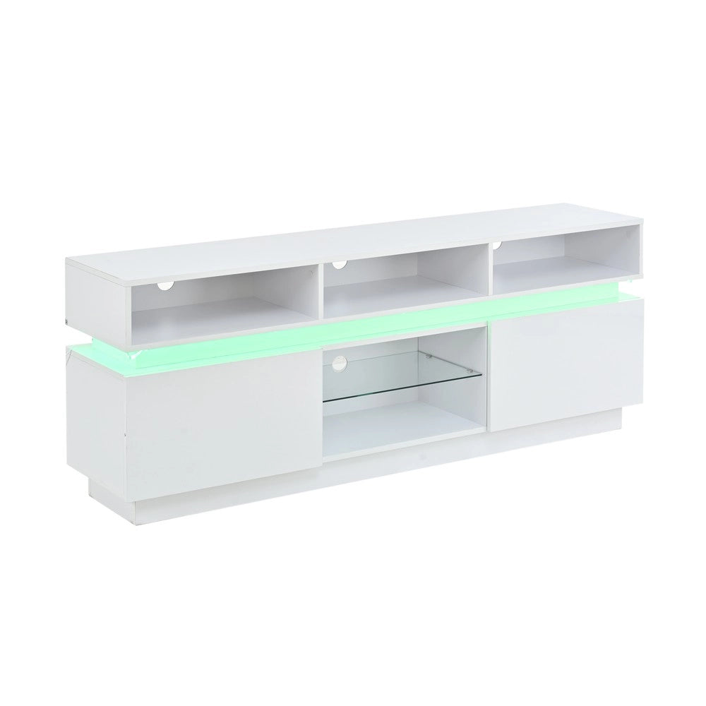 Mobile TV con LED e Vetro Temperato ¨C Xylo ¨C Bianco Lucido, 160x35x60 cm