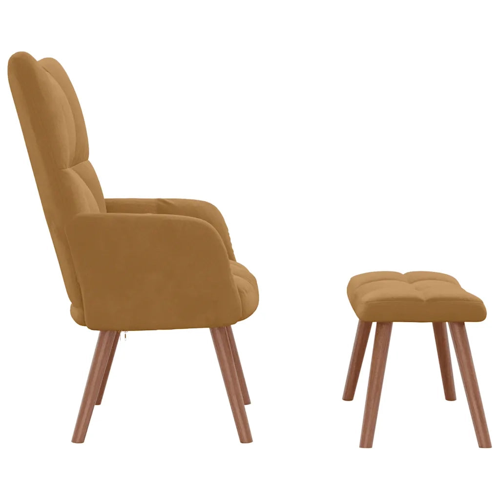 Poltrona Relax con Poggiapiedi Marrone in Velluto cod mxl 12939