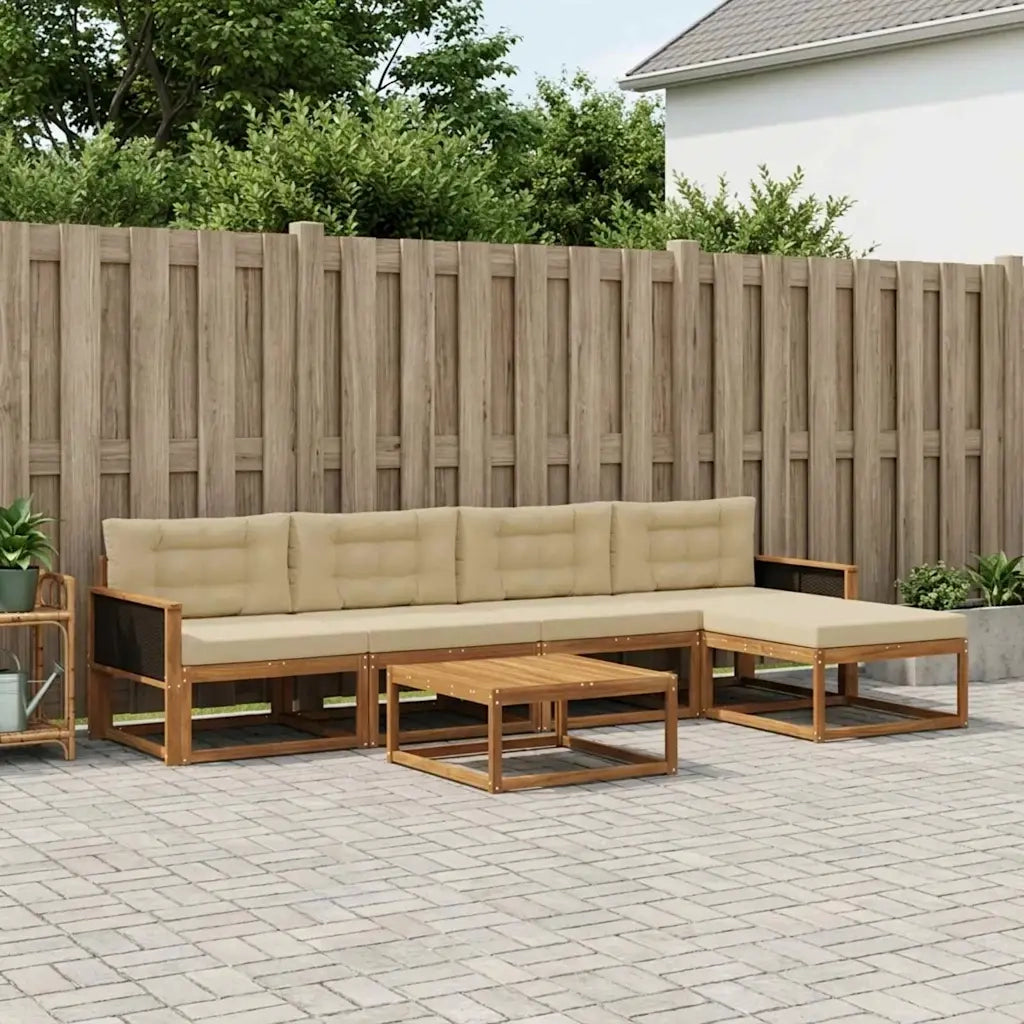 Set di divani da esterno con cuscino 6 pcs Naturale e Beige 3382496