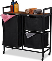 Stivatore per la casa - Scatola per il bucato con ruote - Design industriale - Nero-bianco Stivatore