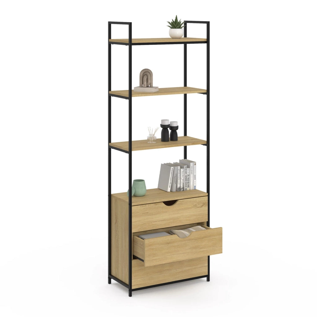 IDMarket - Libreria a 4 livelli con 3 cassetti DETROIT industrial design