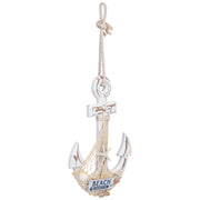 Figura decorativa a forma di ancora in legno bianco 22x2x33 cm