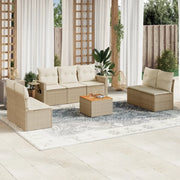 Set Divano da Giardino 8 pz con Cuscini Beige in Polyrattancod mxl 88924