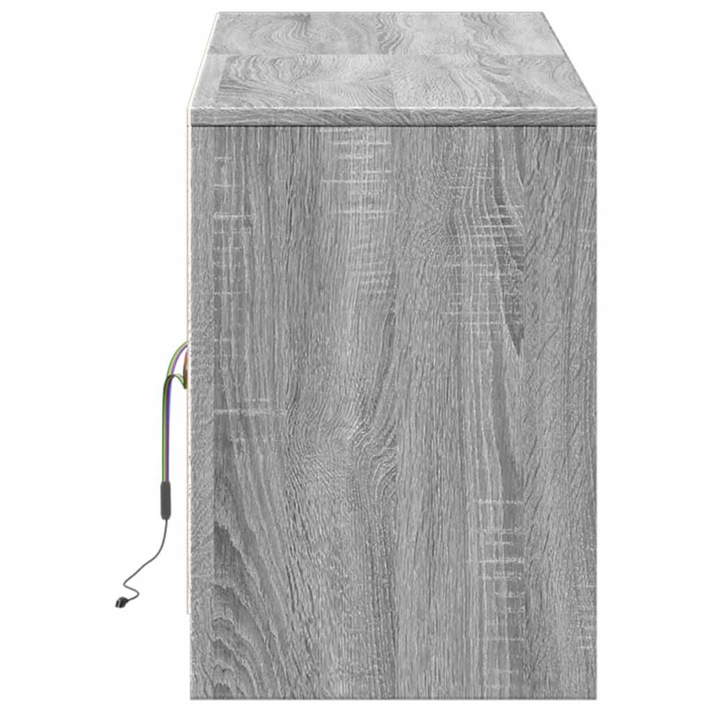 Mobile TV multimediale mensola TV credenza mobile TV sala da pranzo soggiorno camera da letto con illuminazione a LED rovere Sonoma 139,5 x 34 x 50 cm legno ingegnerizzato grigio 02_0026496