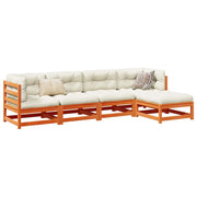 Set Divani da Giardino 5 pz Marrone Cera Legno Massello Pino 3299386