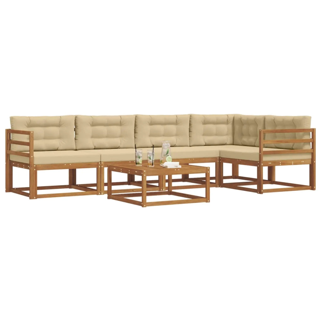 Set di divani da esterno con cuscino 6 pcs Naturale e Beige 3367601